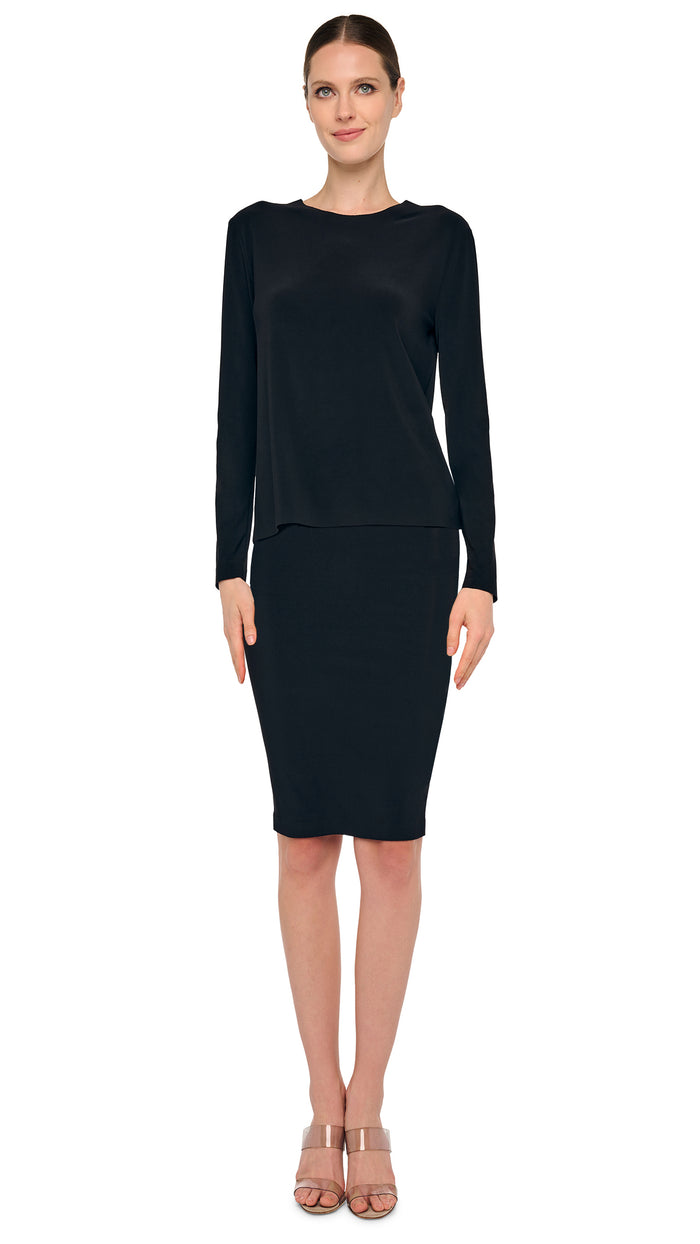 STRAIGHT SKIRT TO KNEE – Black – Norma Kamali