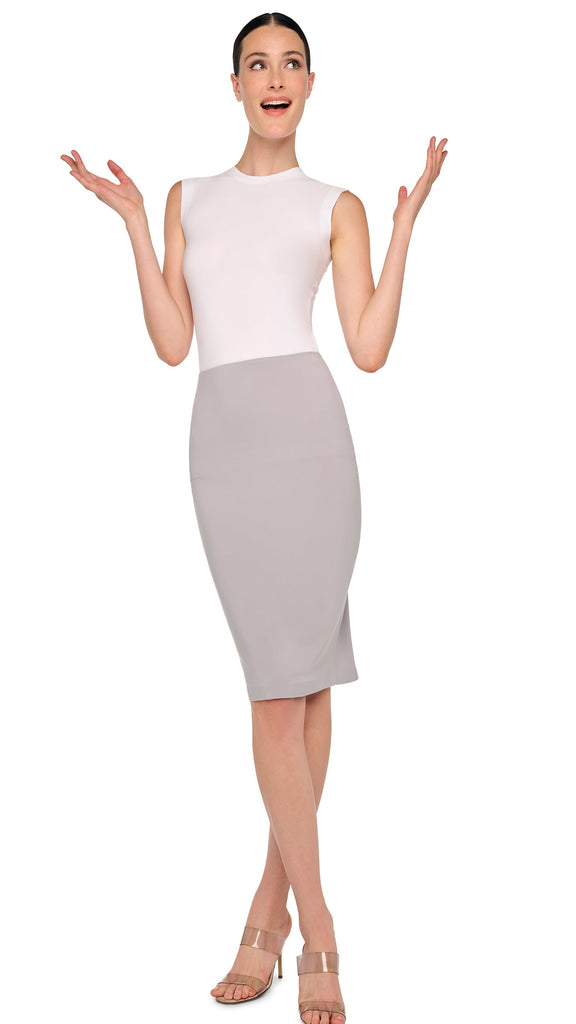 STRAIGHT SKIRT TO KNEE – Grey – Norma Kamali