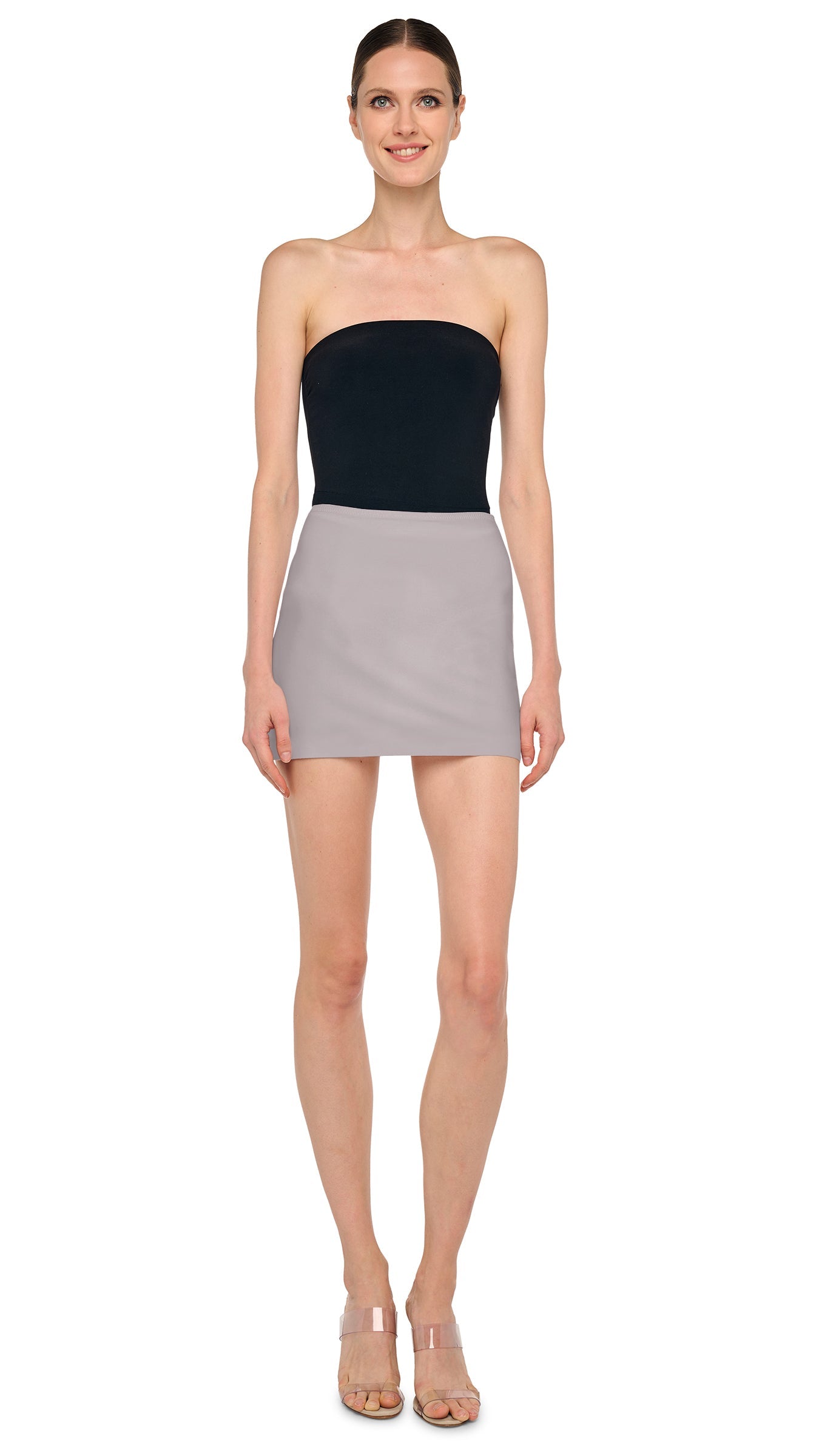 STRAIGHT MINI SKIRT – Grey – Norma Kamali