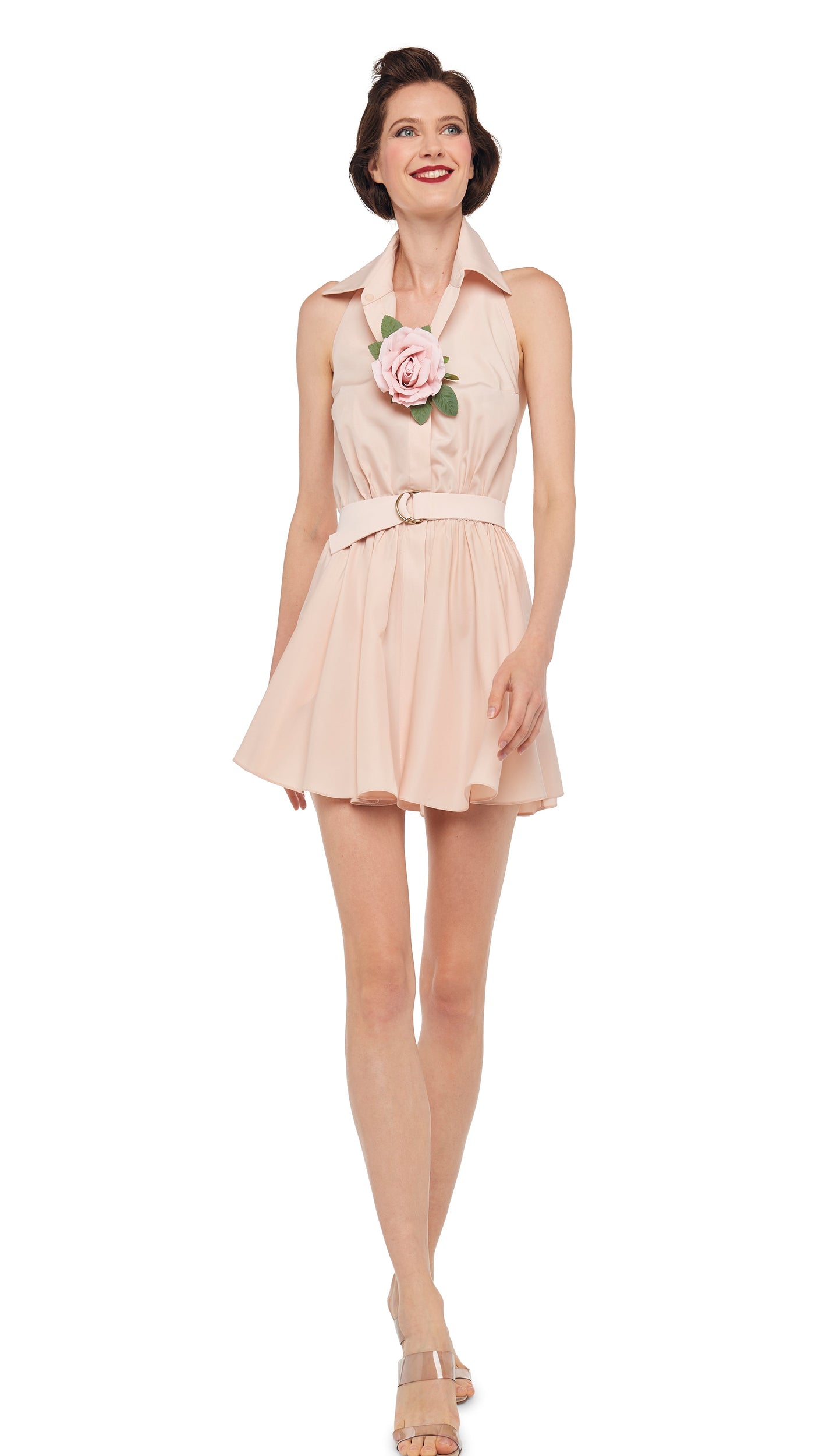 NK HALTER FLARED MINI DRESS Baby Norma Kamali NK HALTER FLARED MINI DRESS Baby Norma Kamali