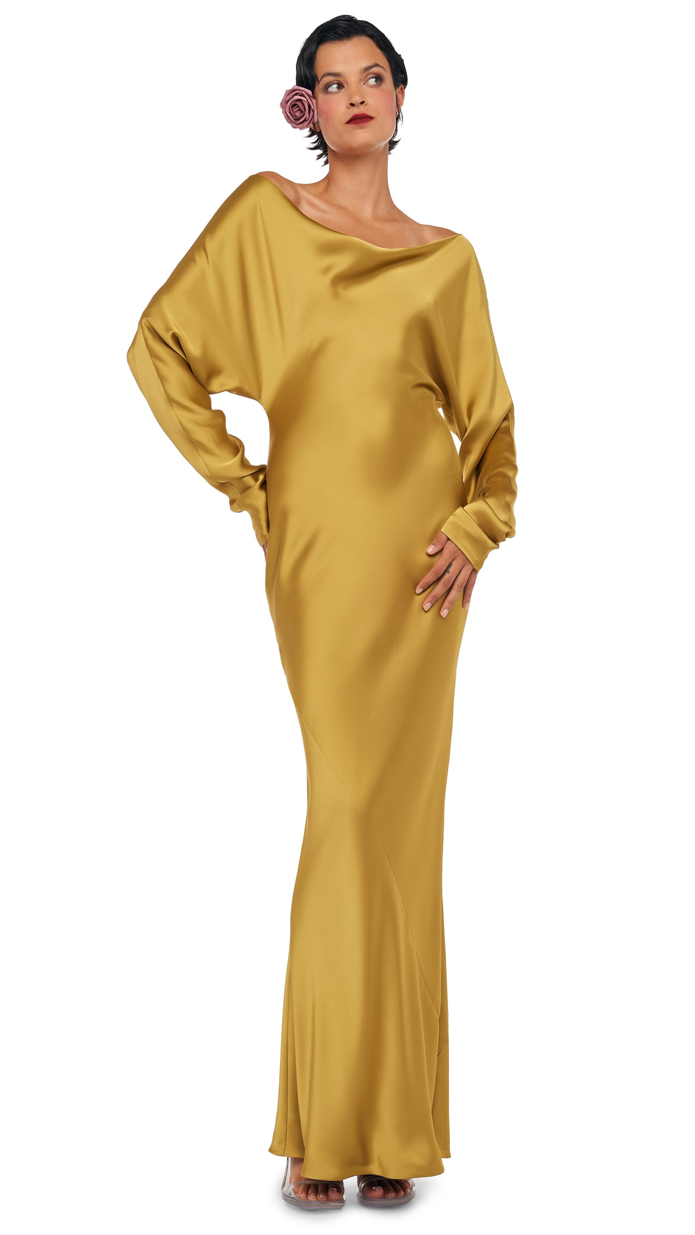 norma kamali maria cowl neck satin maxi dress Norma Kamali Maria Sleeveless Cowl-Neck Satin Slip Gown