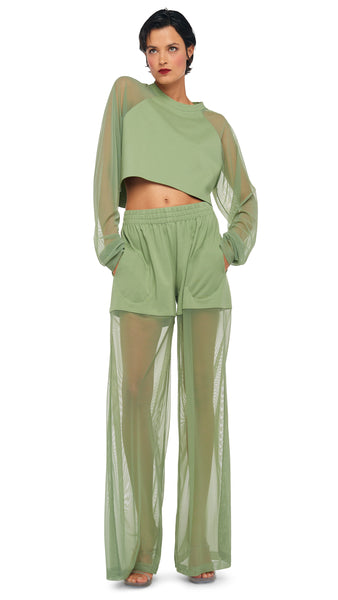 BF ELEPHANT SWEATPANT W/ MESH – Vintage Green – Norma Kamali