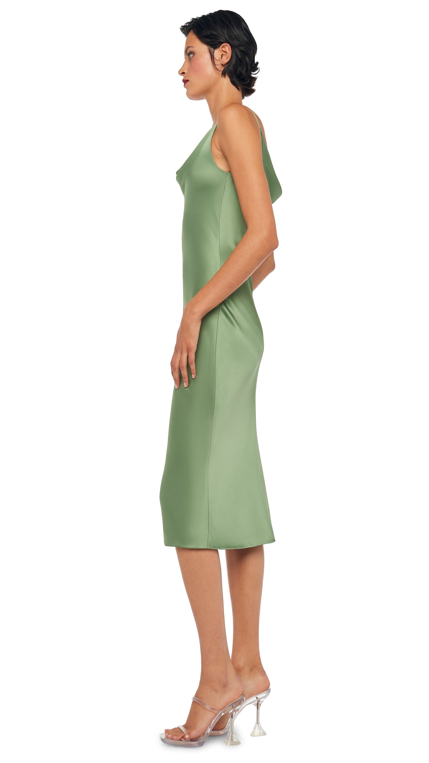 SLIP MARIA DRESS BELOW KNEE Vintage Green Norma Kamali SLIP MARIA DRESS BELOW KNEE Vintage Green Norma Kamali