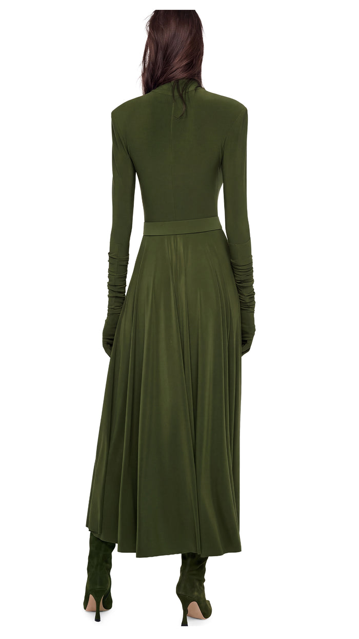 SHOULDER PAD TURTLE FLARED DRESS #3