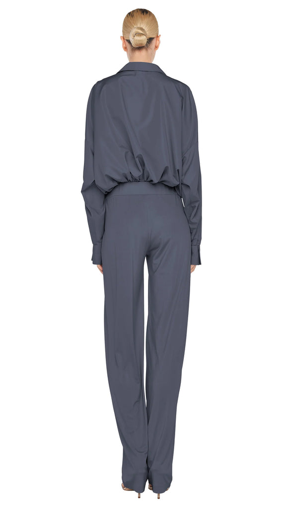 SUPER OS BF NK SHIRT BODYSUIT – Charcoal – Norma Kamali