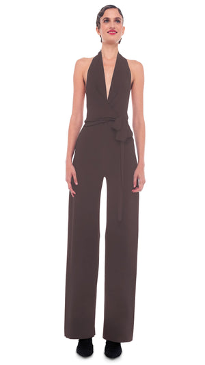 HALTER WRAP STRAIGHT LEG JUMPSUIT #1 Thumbnail