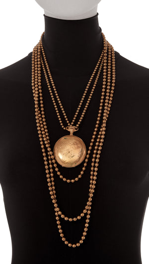 BRASS LAYERED TIME PIECE NECKLACE #2 Thumbnail