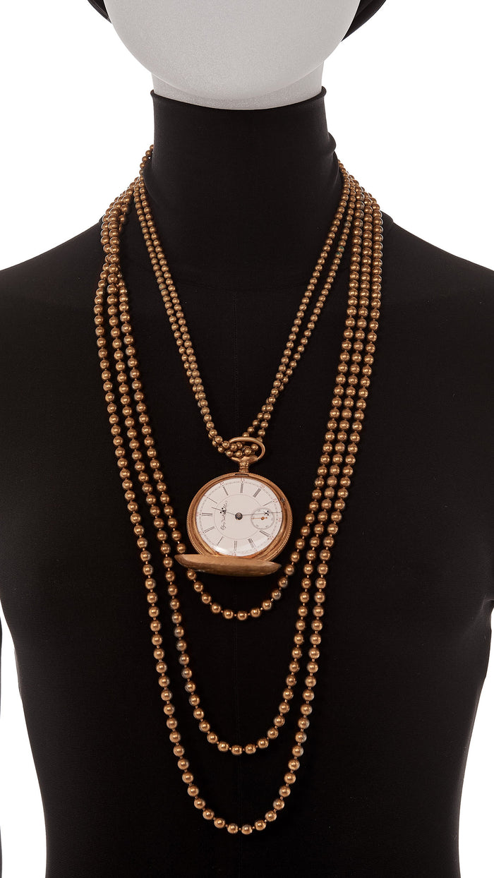 BRASS LAYERED TIME PIECE NECKLACE #4