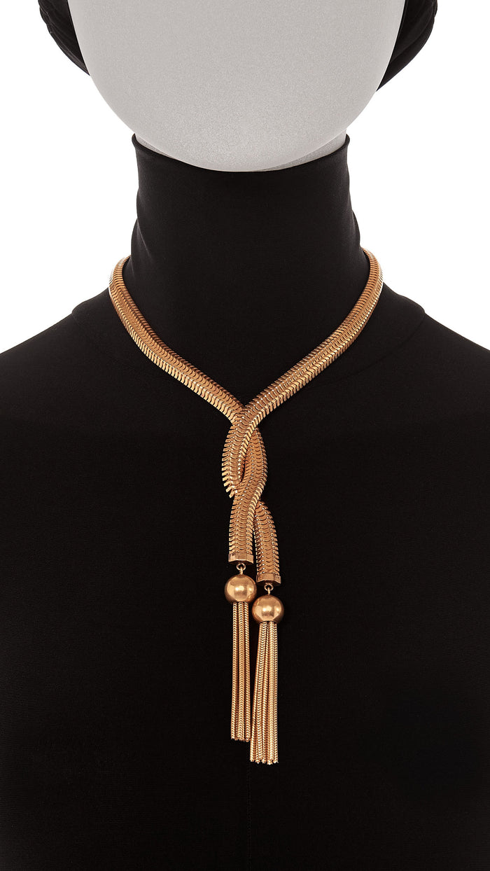 DOUBLE TIE GOLD DROP NECKLACE #3