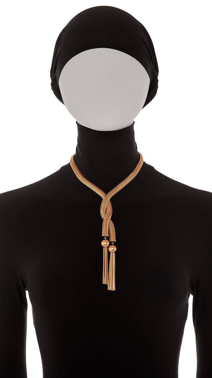 DOUBLE TIE GOLD DROP NECKLACE #2