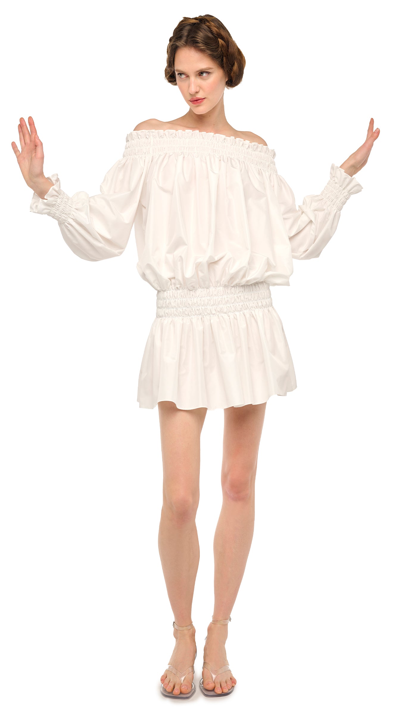 Norma Kamali Long Sleeve Peasant Mini Dress