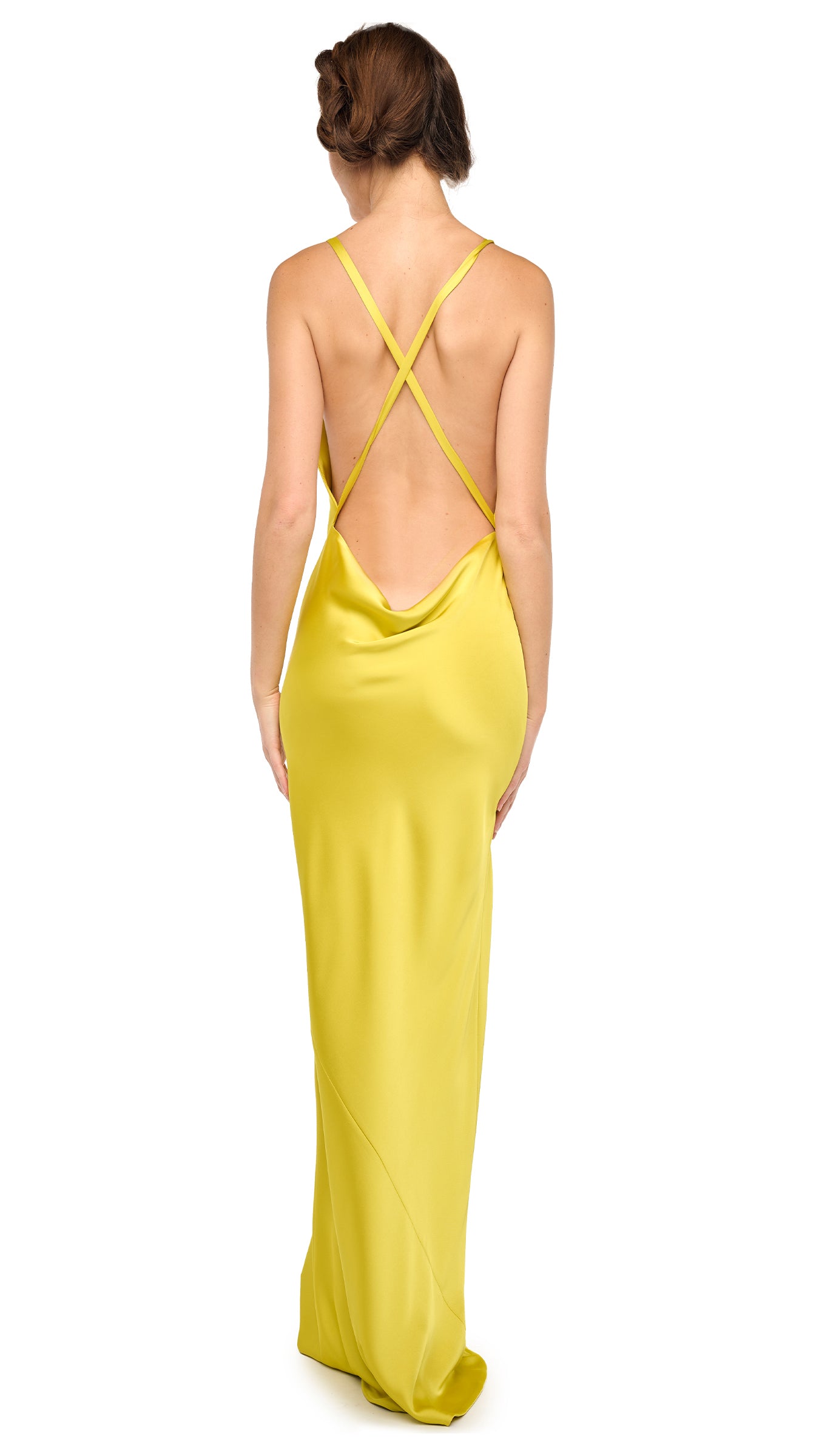 CROSS BACK BIAS GOWN - Serene Yellow / XXS