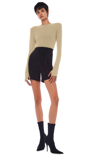 SHOULDER PAD LONG SLEEVE CREW TOP #1 Thumbnail