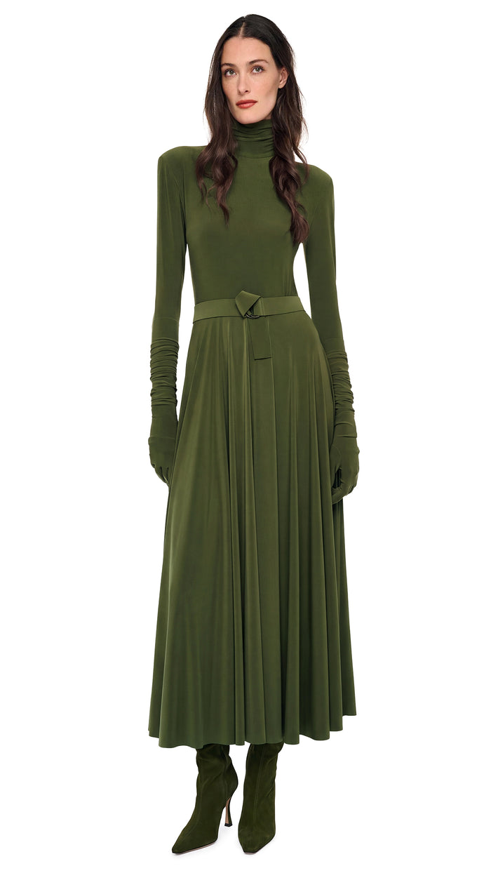 SHOULDER PAD TURTLE FLARED DRESS #1