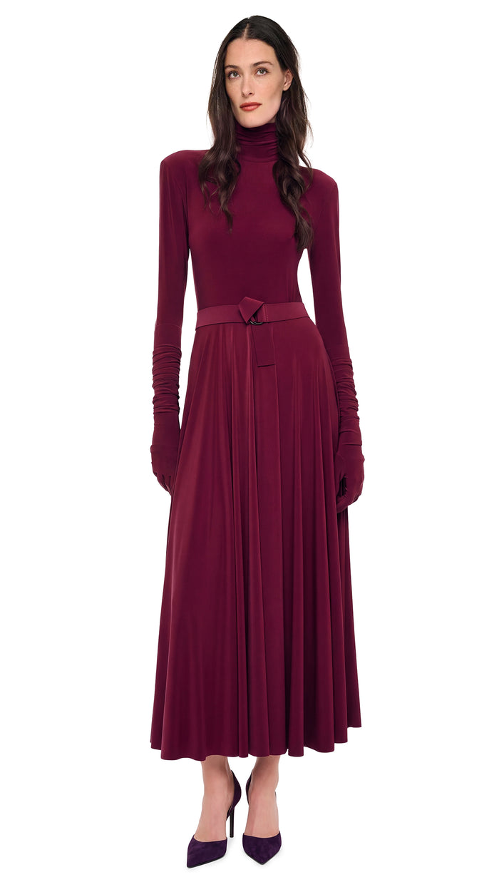 SHOULDER PAD TURTLE FLARED DRESS #1