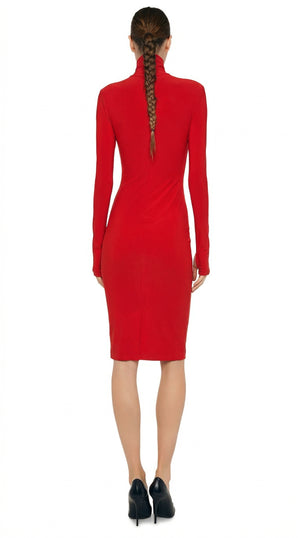 LONG SLEEVE TURTLENECK DRESS TO KNEE #3 Thumbnail