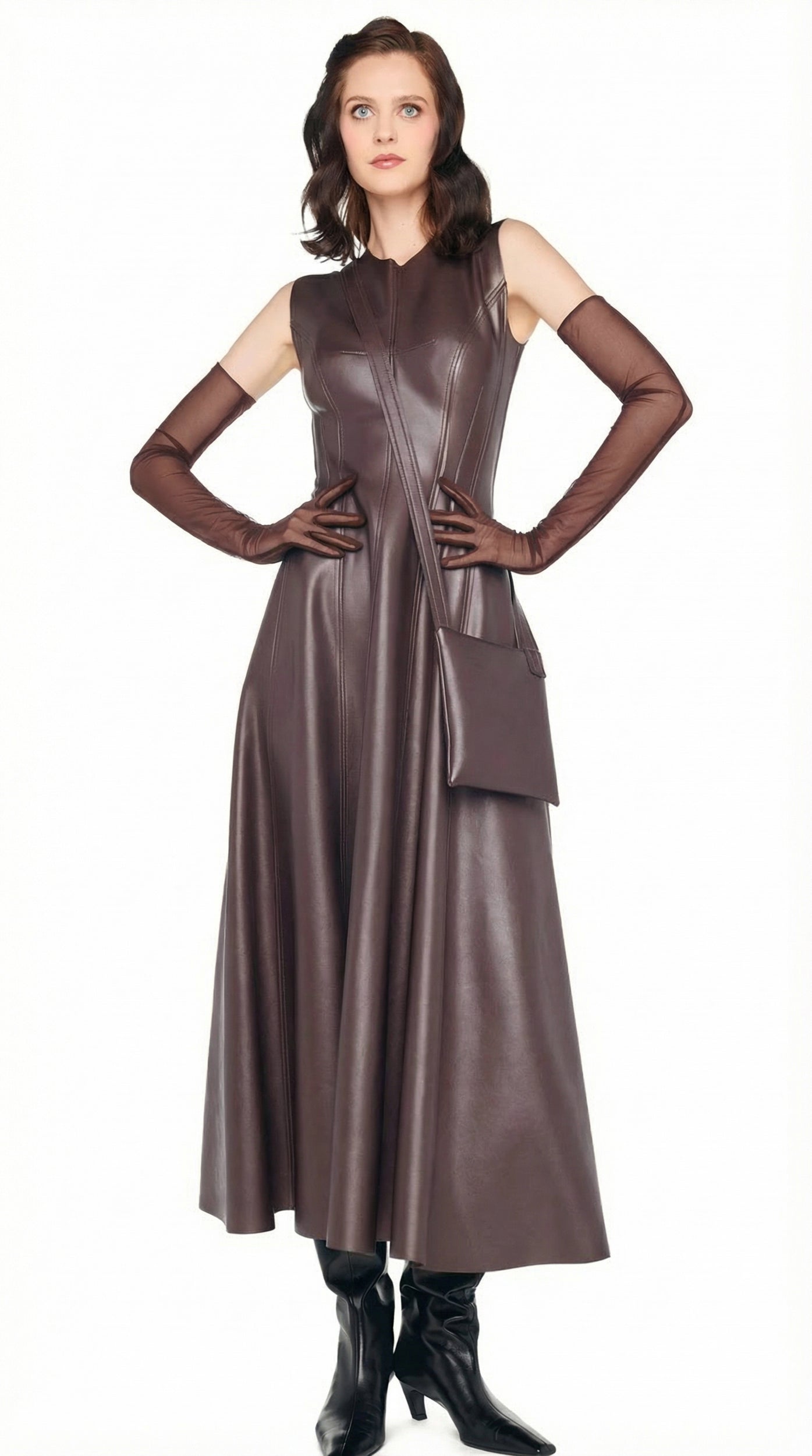 knee length dresses for ladies SLEEVELESS GRACE DRESS – Chocolate – Norma Kamali