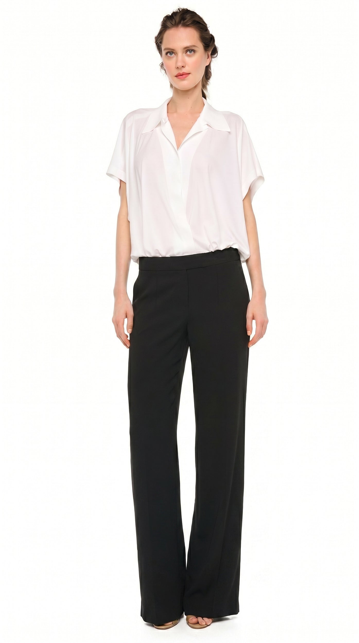 FLAT FRONT WIDE PANT – Black – Norma Kamali