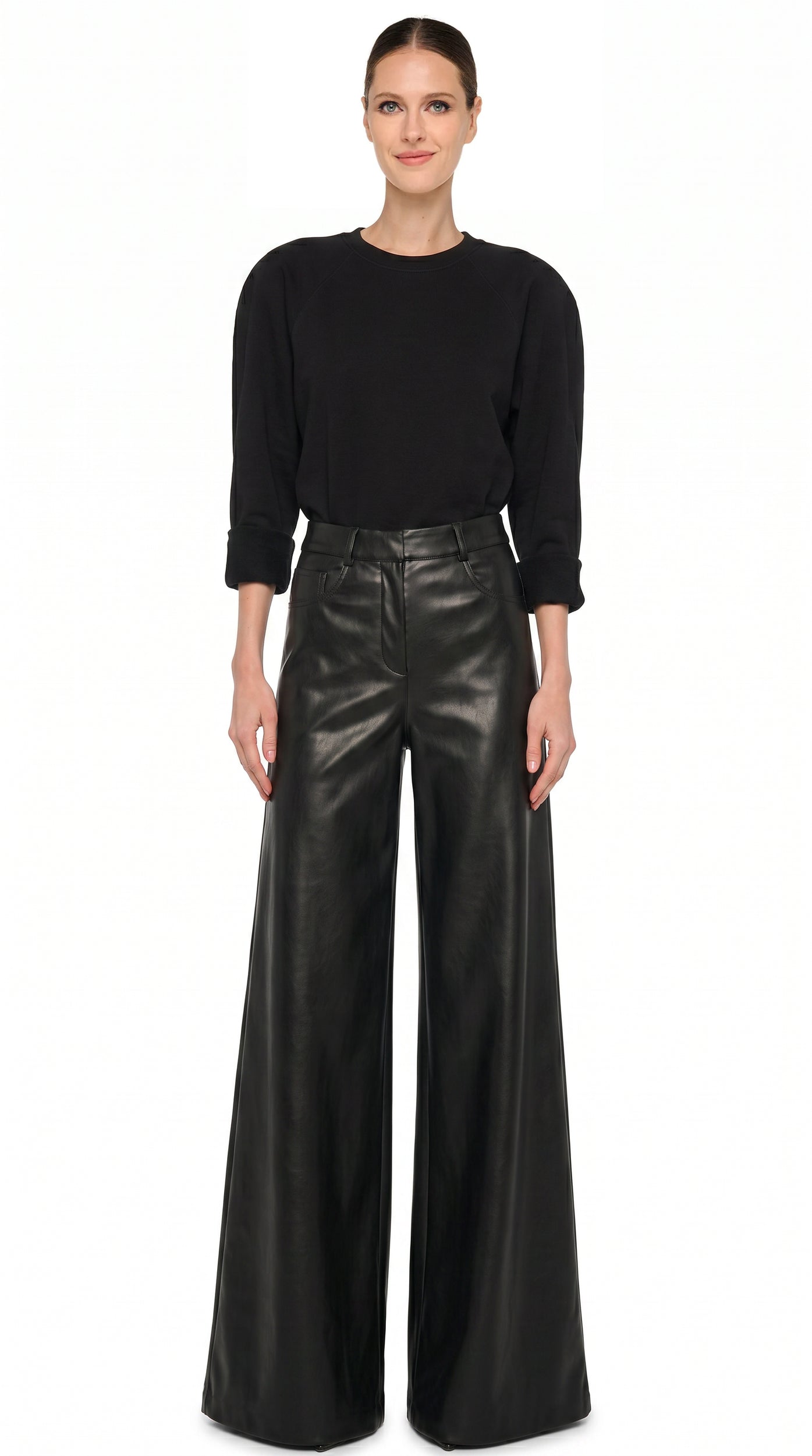 WIDE LEG JEAN – Black – Norma Kamali