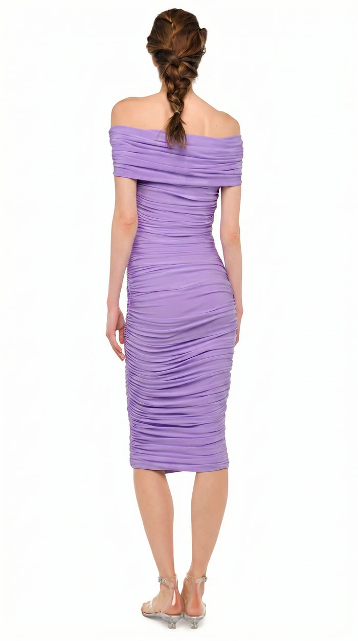 COWL NECK SHIRRED DRESS #3