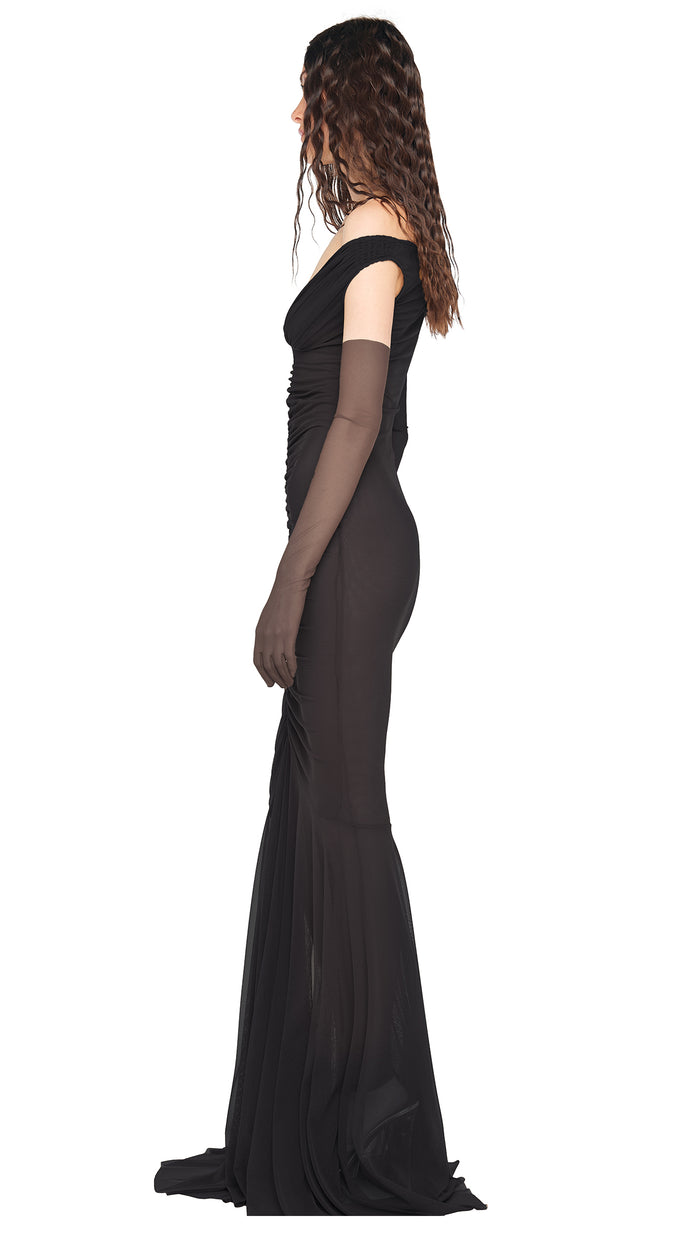 TARA SHIRRED FRONT FISHTAIL GOWN #2