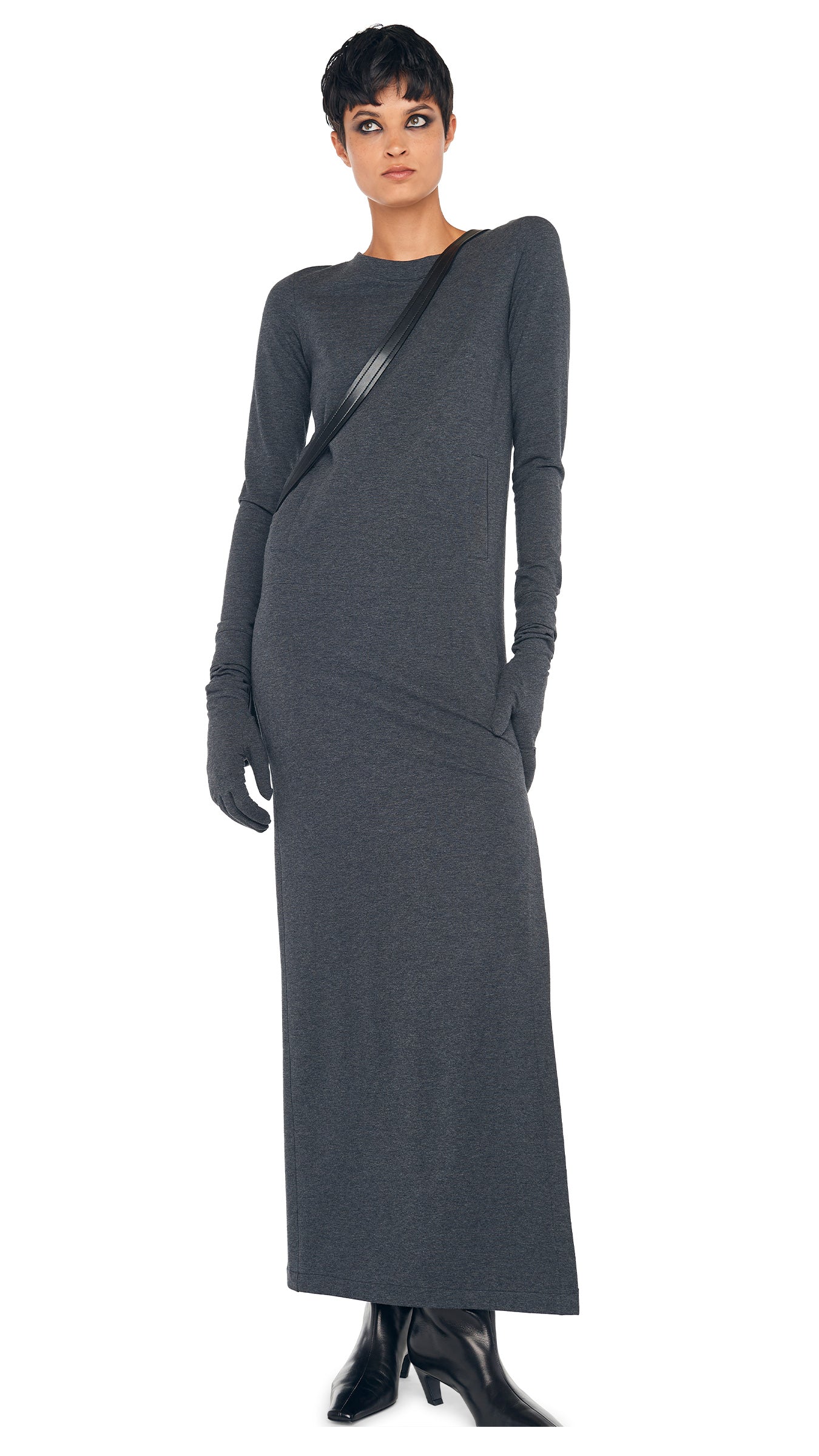 Norma Kamali Long Sleeve Tailored Ankle Dress in Grey - Size XS Norma Kamali Long Sleeve Tailored Ankle Dress in Grey - Size XS