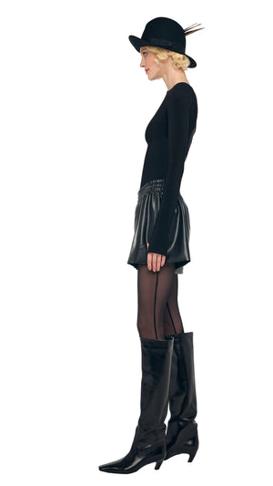 LONG SLEEVE SHOULDER PAD V NECK TOP #2 Thumbnail