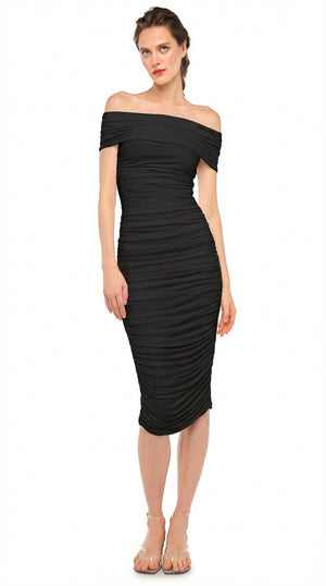 COWL NECK SHIRRED DRESS #1 Thumbnail