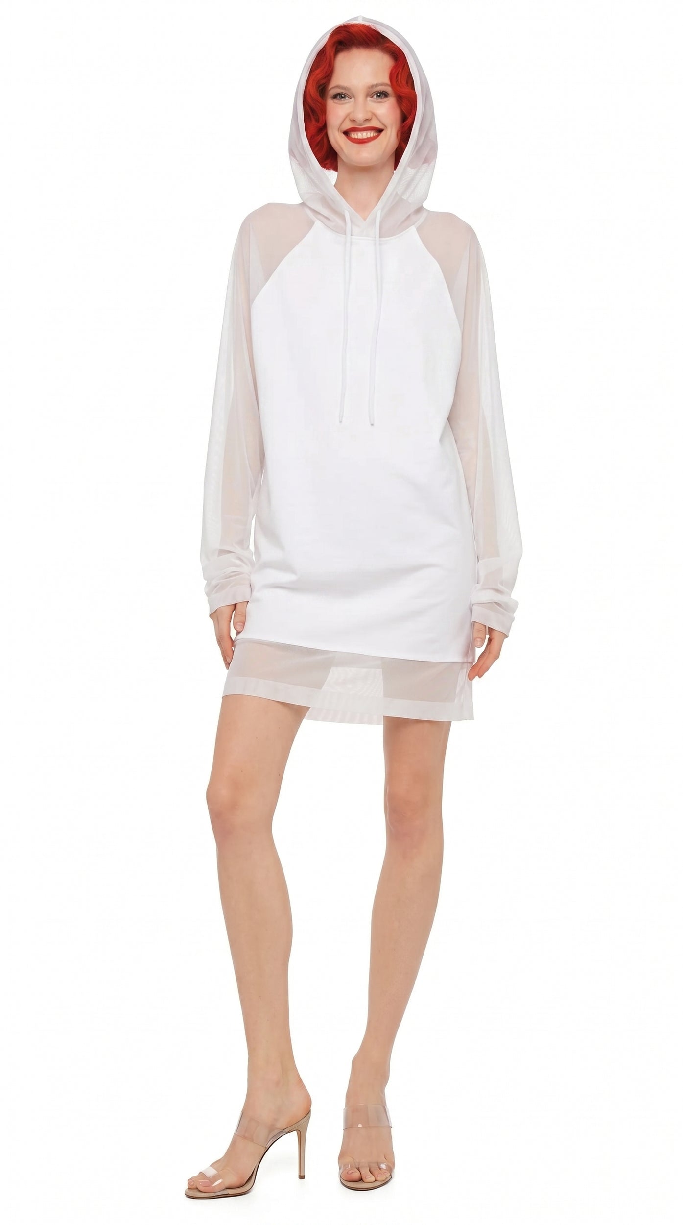 hooded mini dress Norma Kamali Oversized Raglan-sleeve Hooded Mini Dress