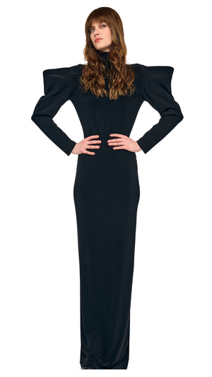 WING SLEEVE OPEN BACK BOW NECK GOWN #2 Thumbnail