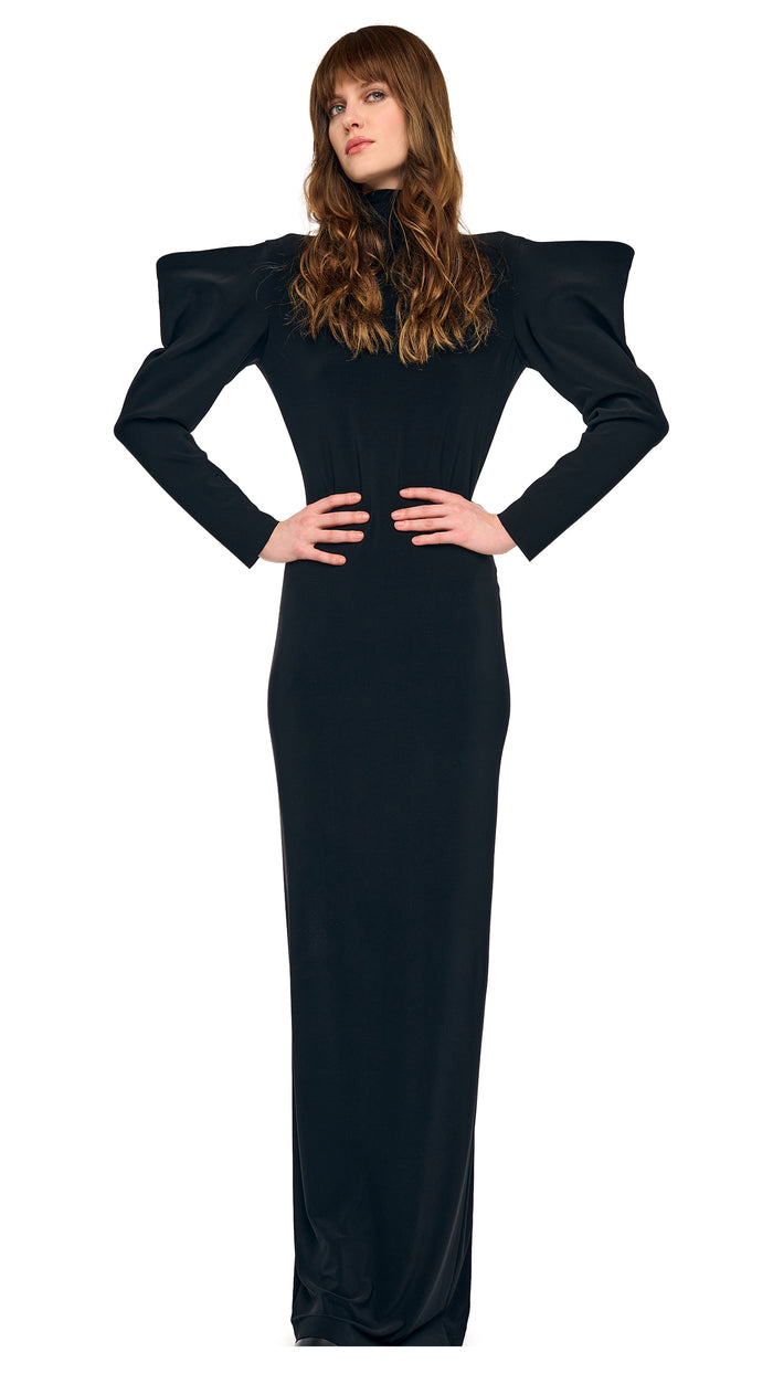 WING SLEEVE OPEN BACK BOW NECK GOWN #2