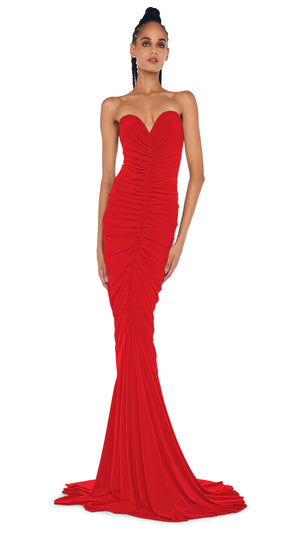 STRAPLESS SHIRRED FRONT FISHTAIL GOWN #1 Thumbnail