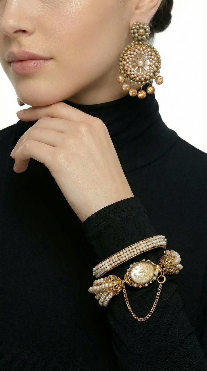 MIRIAM HASKELL BEADED BRACELET AND EARRING SET OF 3 #2