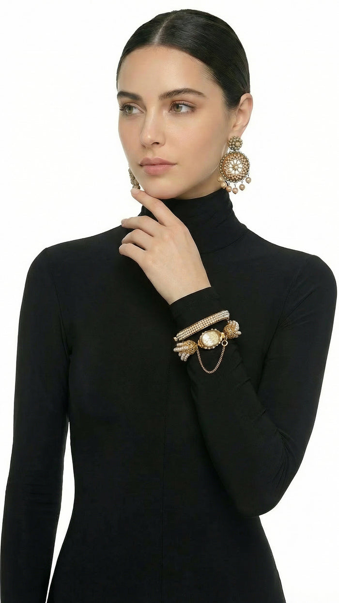 MIRIAM HASKELL BEADED BRACELET AND EARRING SET OF 3 #1