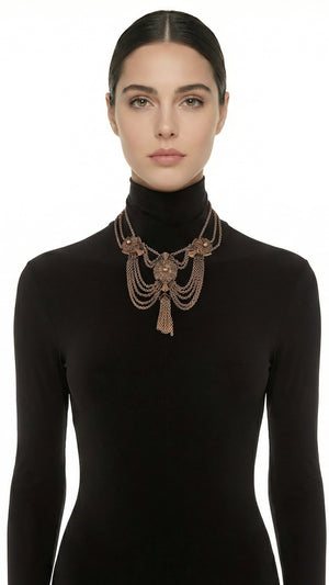 CHAIN DROP NECKLACE WITH TASSEL #1 Thumbnail