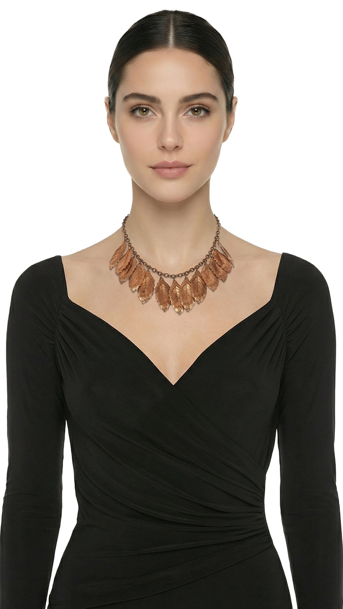 BRASS LEAF TIERED NECKLACE #1