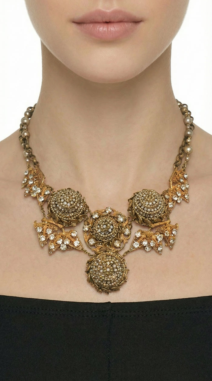 MIRIAM HASKELL STONE/BRASS NECKLACE #2