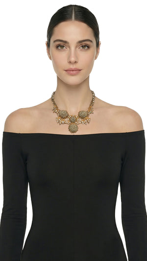 MIRIAM HASKELL STONE/BRASS NECKLACE #1 Thumbnail