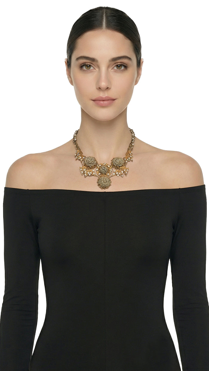 MIRIAM HASKELL STONE/BRASS NECKLACE #1