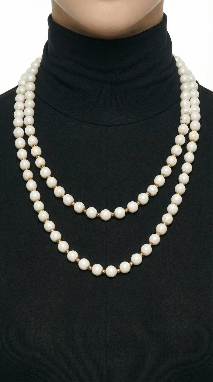 WHITE BEADED NECKLACE #2