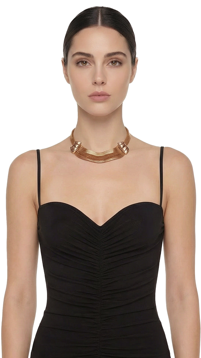 BRASS TIERED CHOKER WITH DETAIL #1