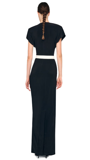 CAP SLEEVE SHOULDER PAD LONG DRESS #2 Thumbnail