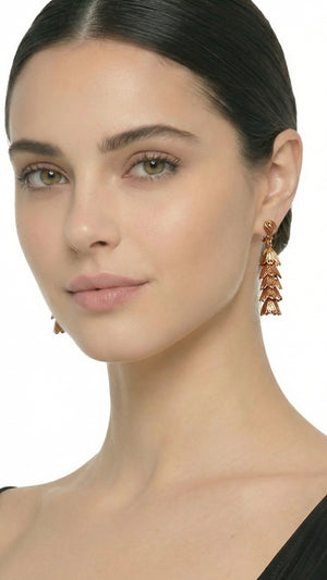 BRASS TIERED DROP FILIGREE EARRINGS #2 Thumbnail