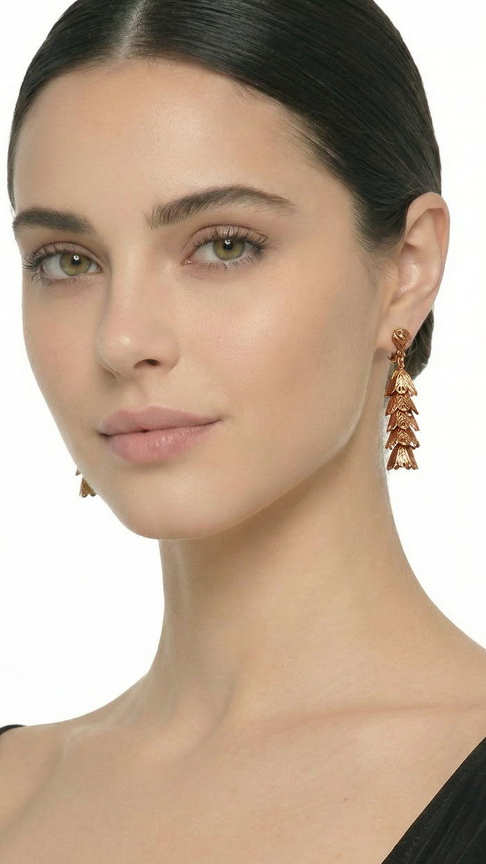 BRASS TIERED DROP FILIGREE EARRINGS #2