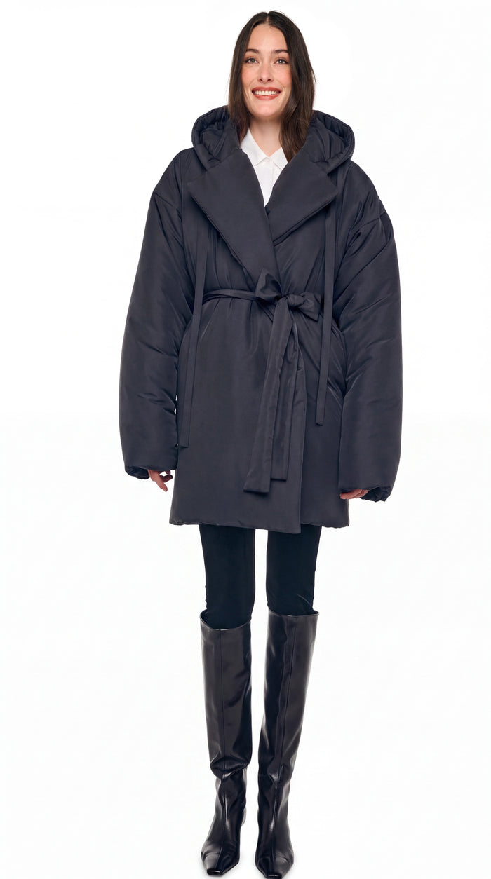 HOODED SLEEPING BAG COAT TO KNEE #1