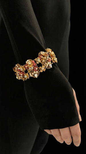 MIRIAM HASKELL BEADED BRASS/STONE NECKLACE AND BRACELET SET #3 Thumbnail