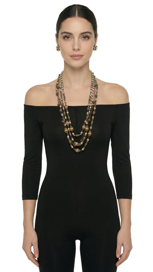 MIRIAM HASKELL LAYERED BEADED NECKLACE AND EARRING SET #1 Thumbnail