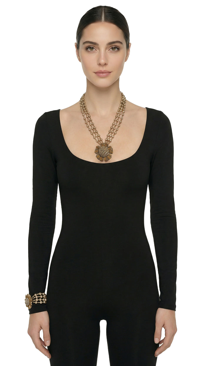 MIRIAM HASKELL BEADED PENDANT NECKLACE AND BRACELET SET #1