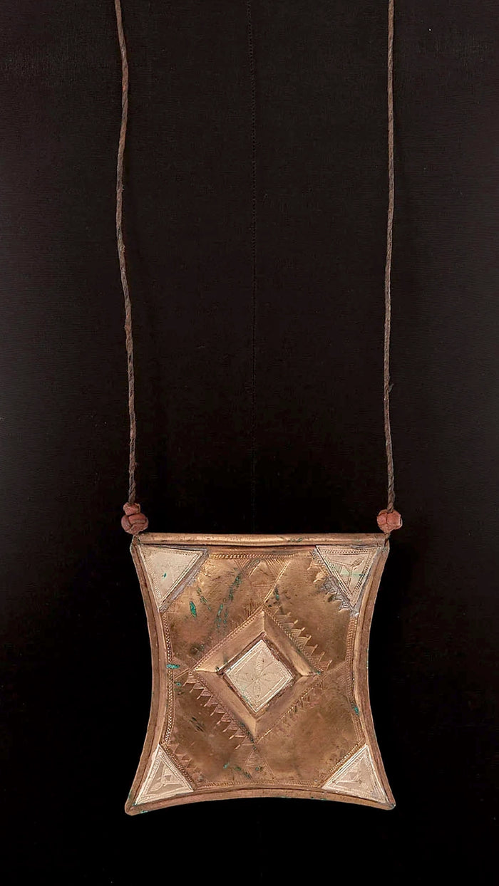 COPPER & SILVER ETCHED WEST AFRICAN PENDANT #2