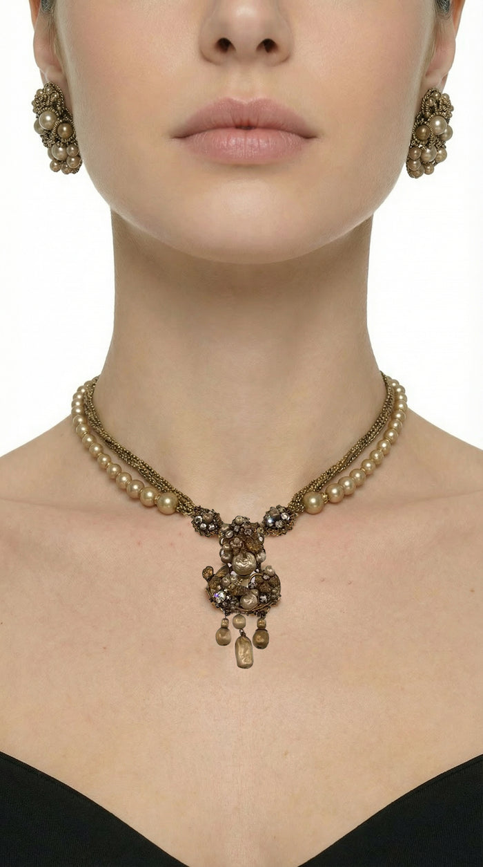 ROBERT DEMARIO BEADED NECKLACE AND EARRINGS SET #2